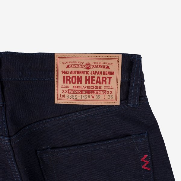 14oz Selvedge Denim Mid/High Rise Tapered Cut Jeans 888 - Indigo/Indigo IH-888S-142ii