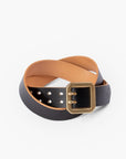 OGL Double Prong Garrison Buckle Leather Belt - Hand-Dyed Black