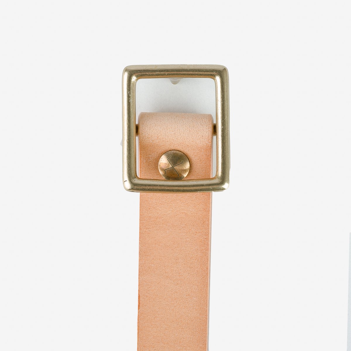 OGL Square Brass ‘Prongless’ Buckle Leather Belt - Natural