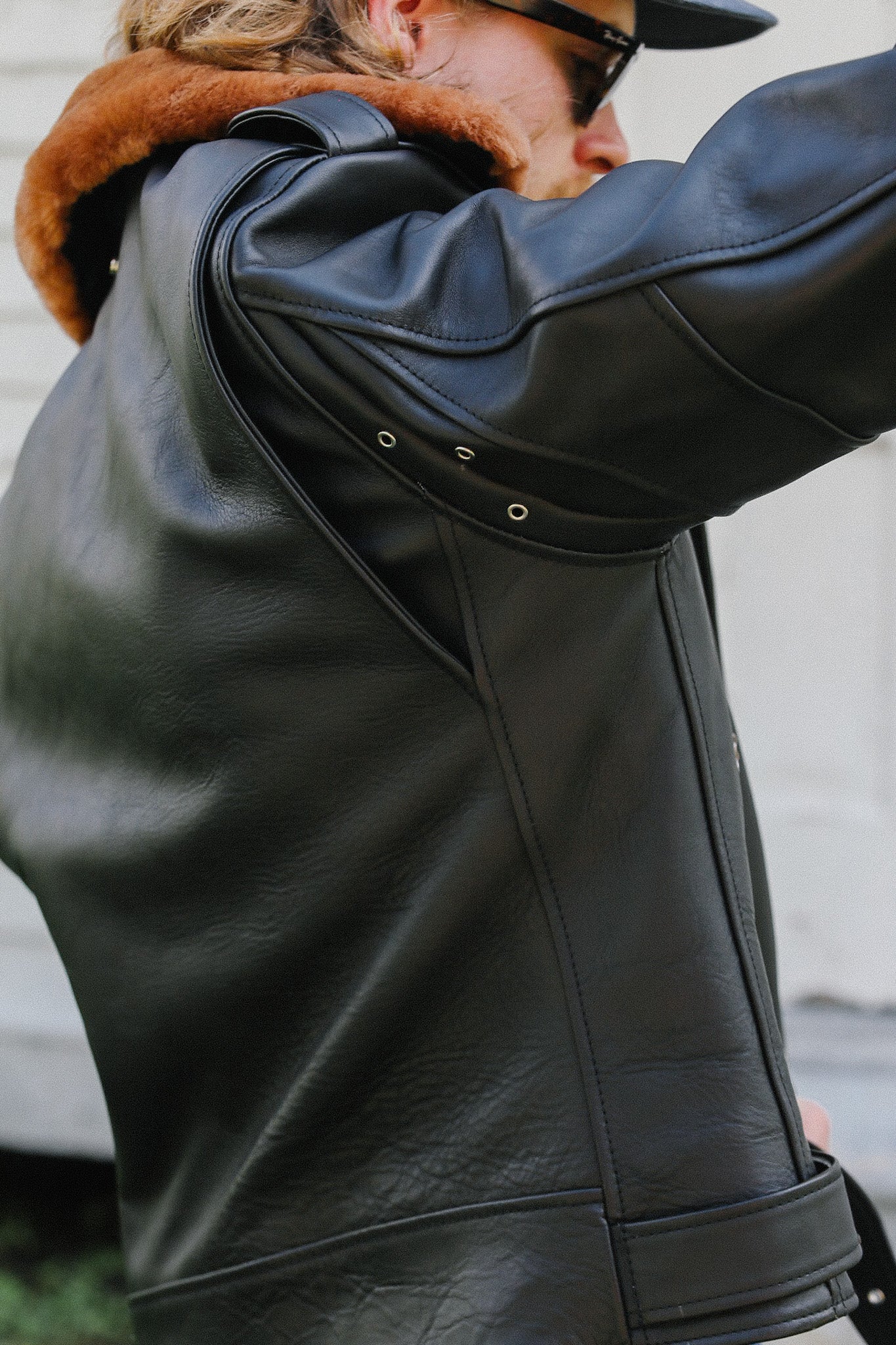 Sumi Dyed Double Riders Jacket- Saddle Dyed Horsehide Black (SHR-58)