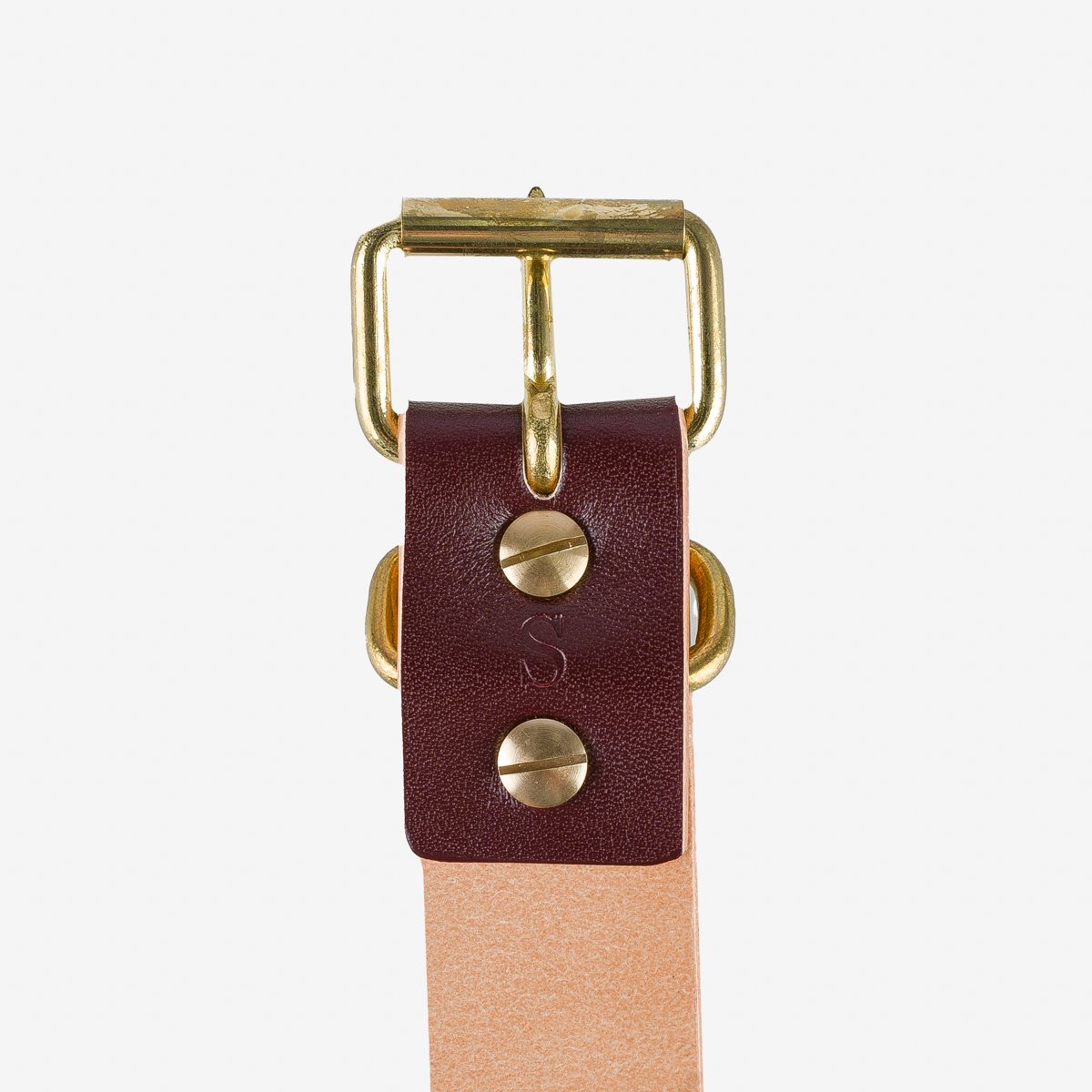 OGL Single Prong Brass Roller Buckle Leather Belt - Hand Dyed Brown