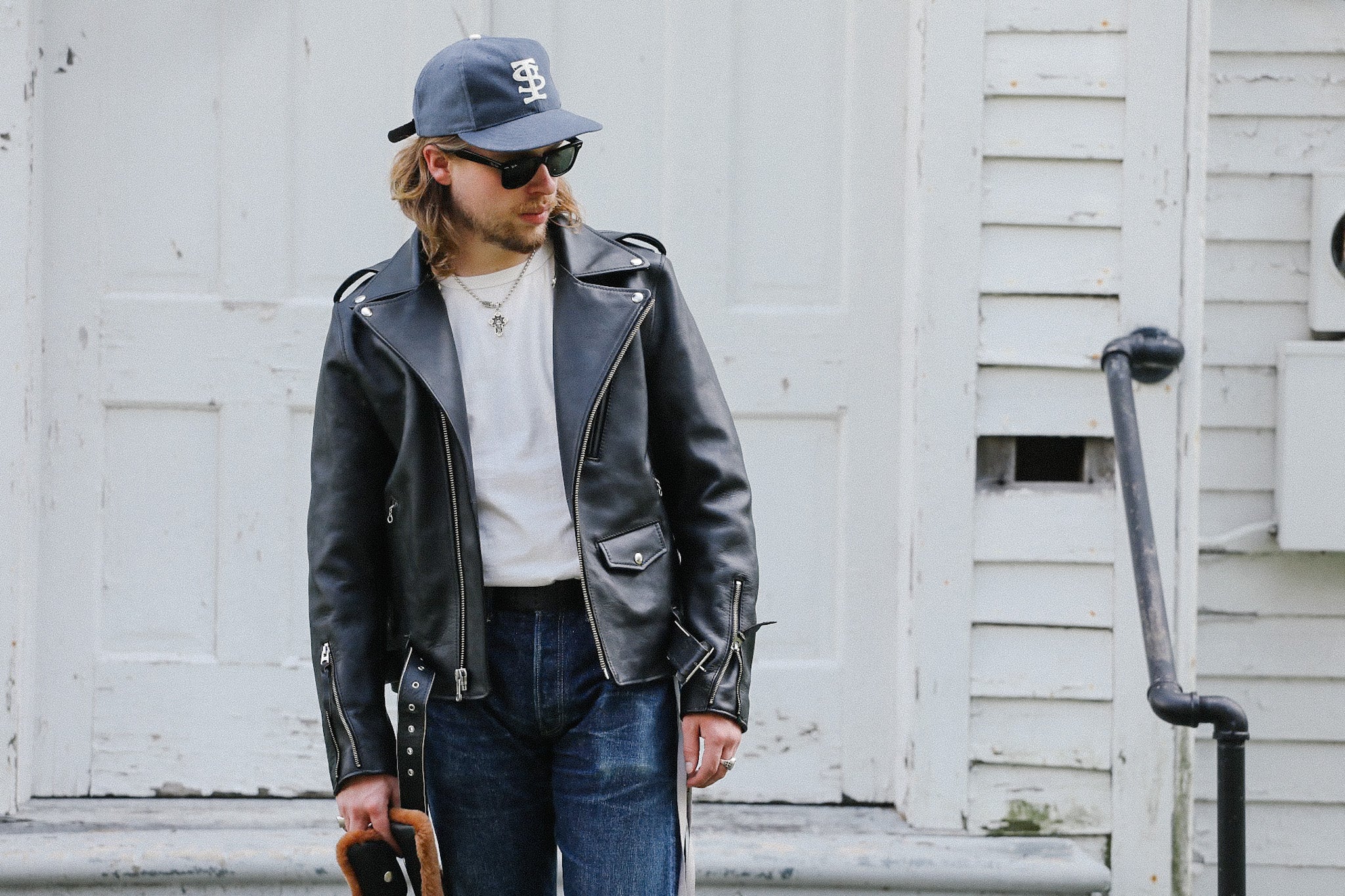 ジャケット・アウター Detachable fur double riders jacket Sumi Dyed Double Riders Jacket- Saddle Dyed Horsehide Black (SHR
