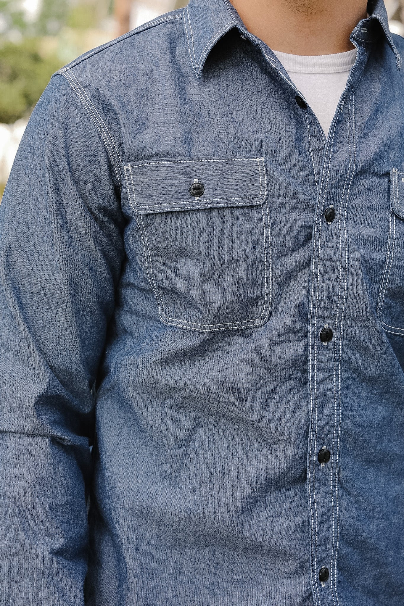 502601 UES Triple Stitch Work Shirt - Indigo Chambray – Iron Shop