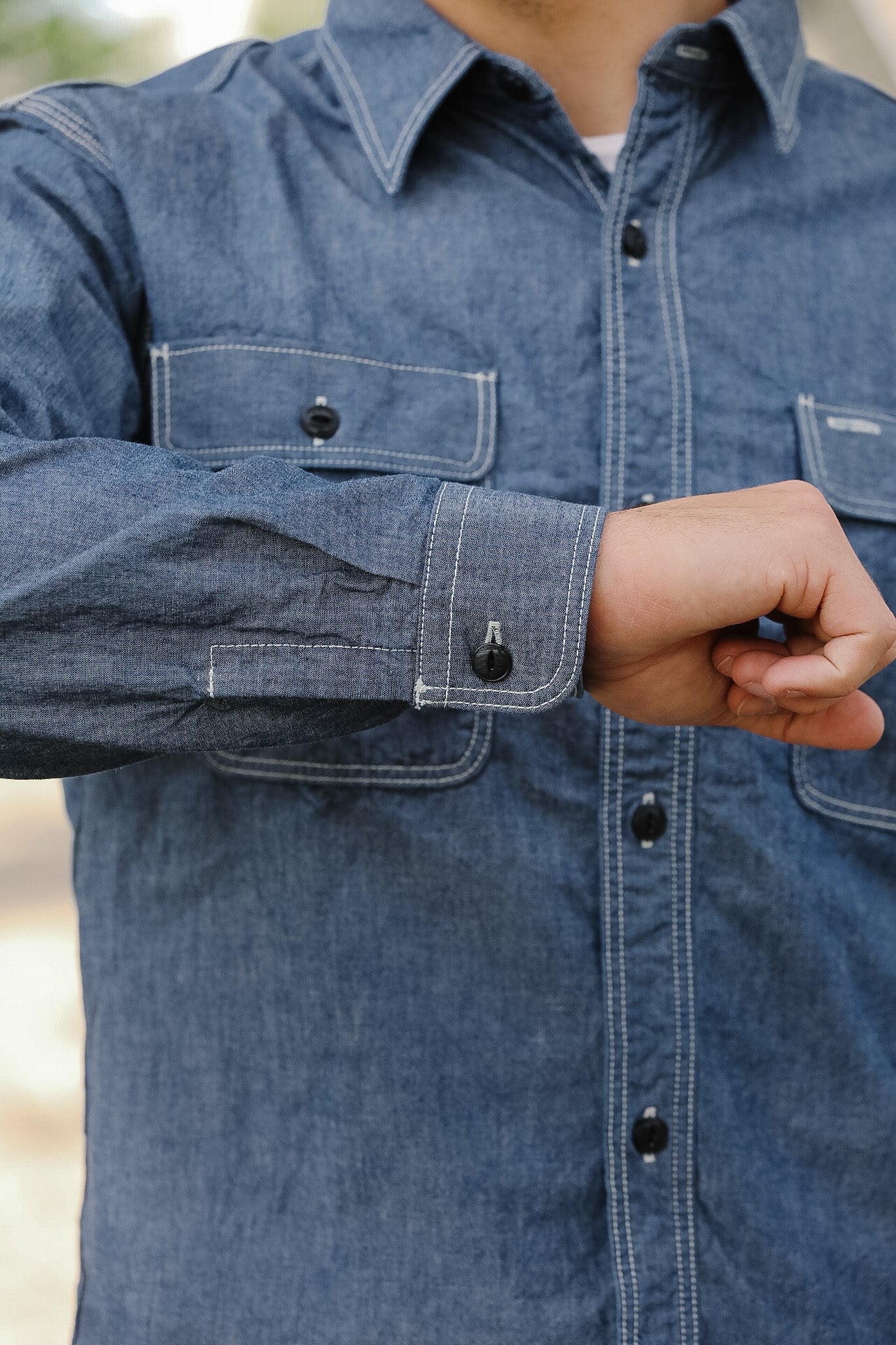502601 UES Triple Stitch Work Shirt - Indigo Chambray – Iron Shop