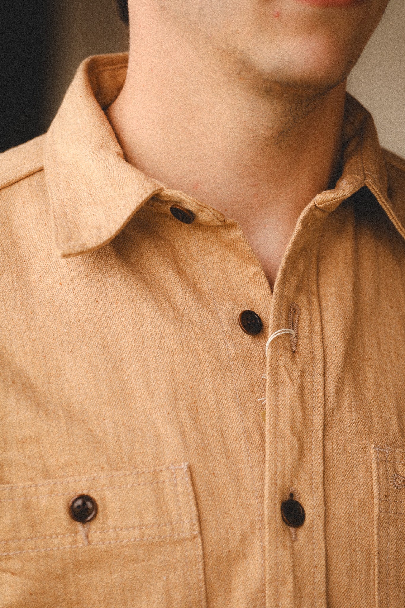 5740 Studio D'Artisan Fox Cotton Work Shirt- Brown – Iron Shop