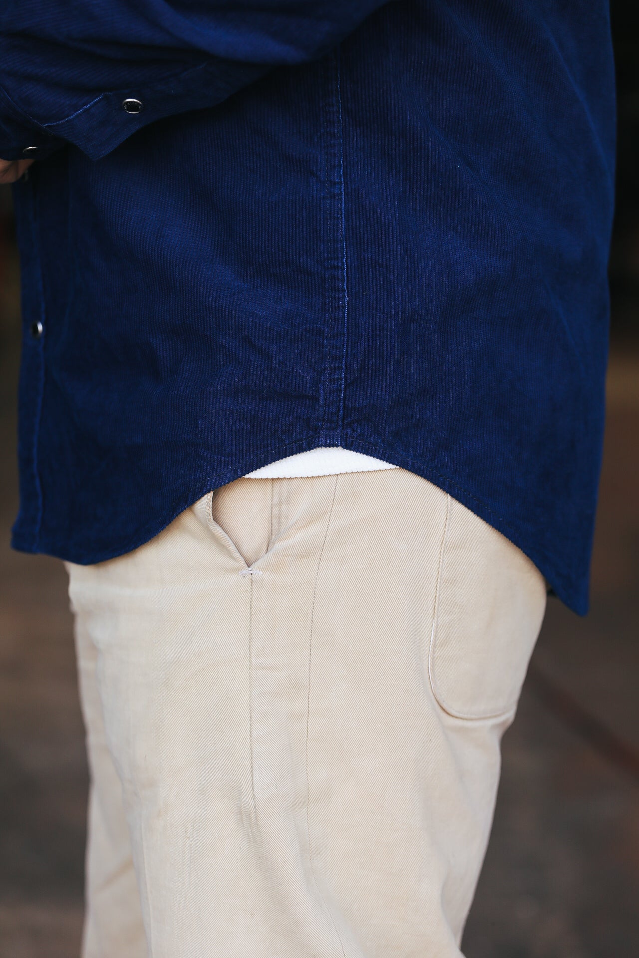 IHSH-438-IND Iron Heart 7.5oz Selvedge Corduroy Western Shirt - Indigo