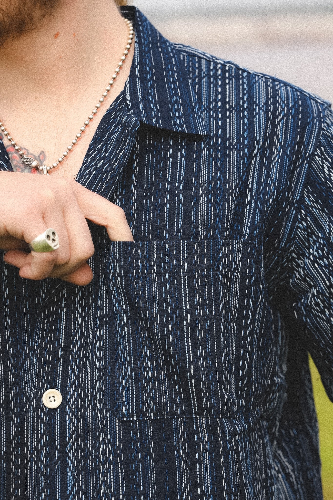 ANM Panama Shirt- Indigo Kasuri Sashiko – Iron Shop Provisions