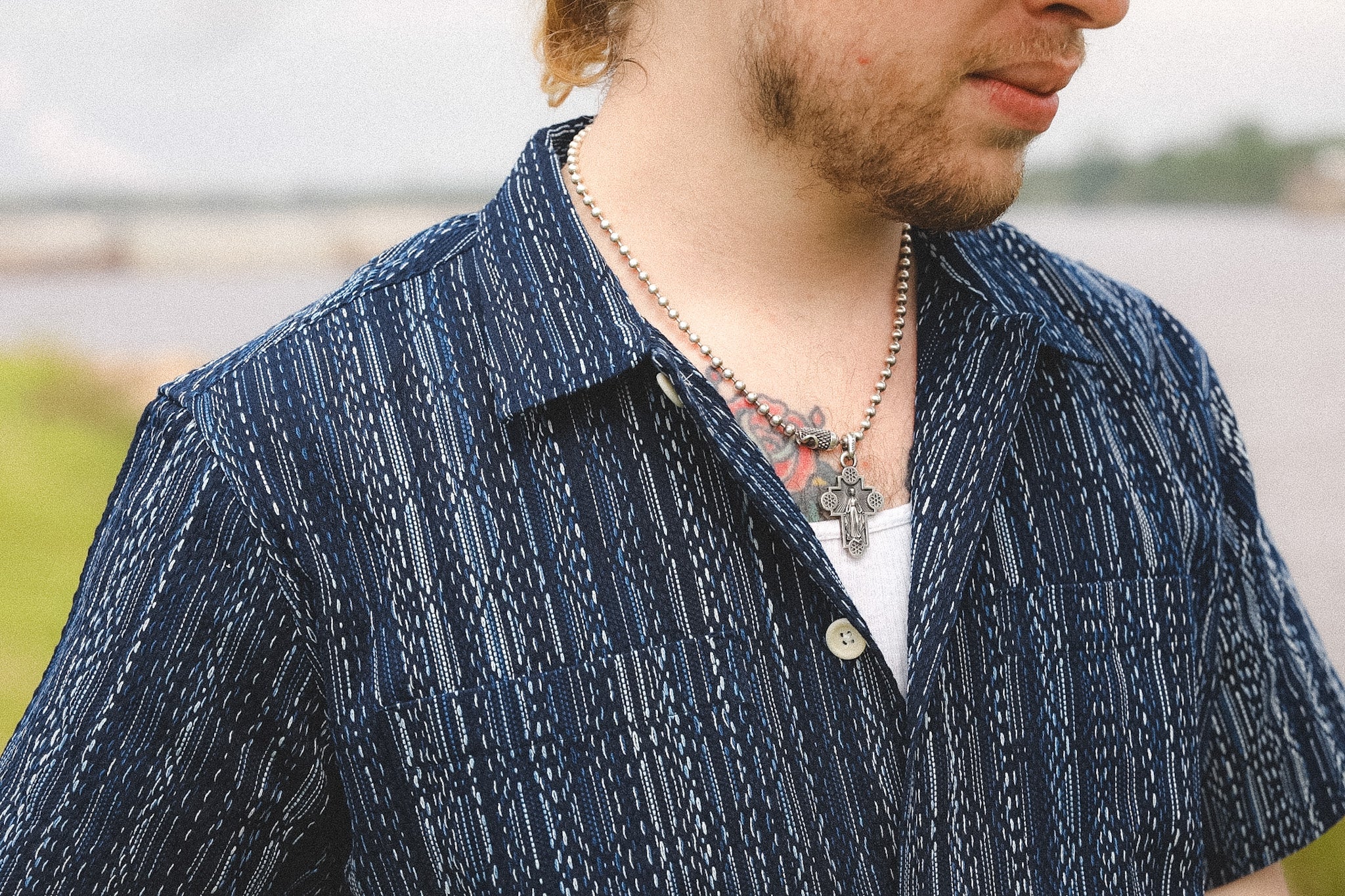 ANM Panama Shirt- Indigo Kasuri Sashiko – Iron Shop Provisions