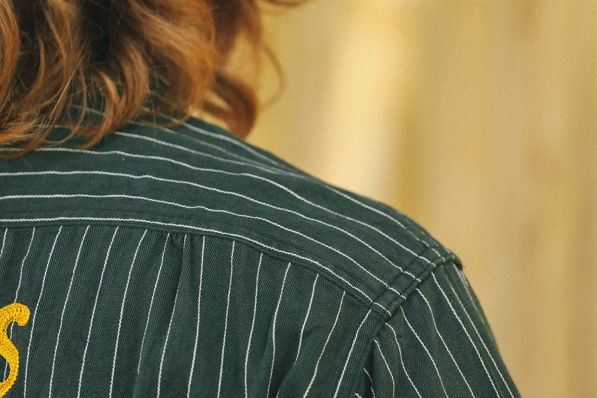 Coke Stripe Embroidered Short Sleeve Work Shirt- Green (SC39528)