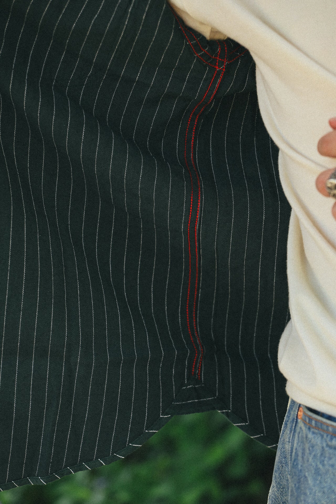 Coke Stripe Embroidered Short Sleeve Work Shirt- Green (SC39528)