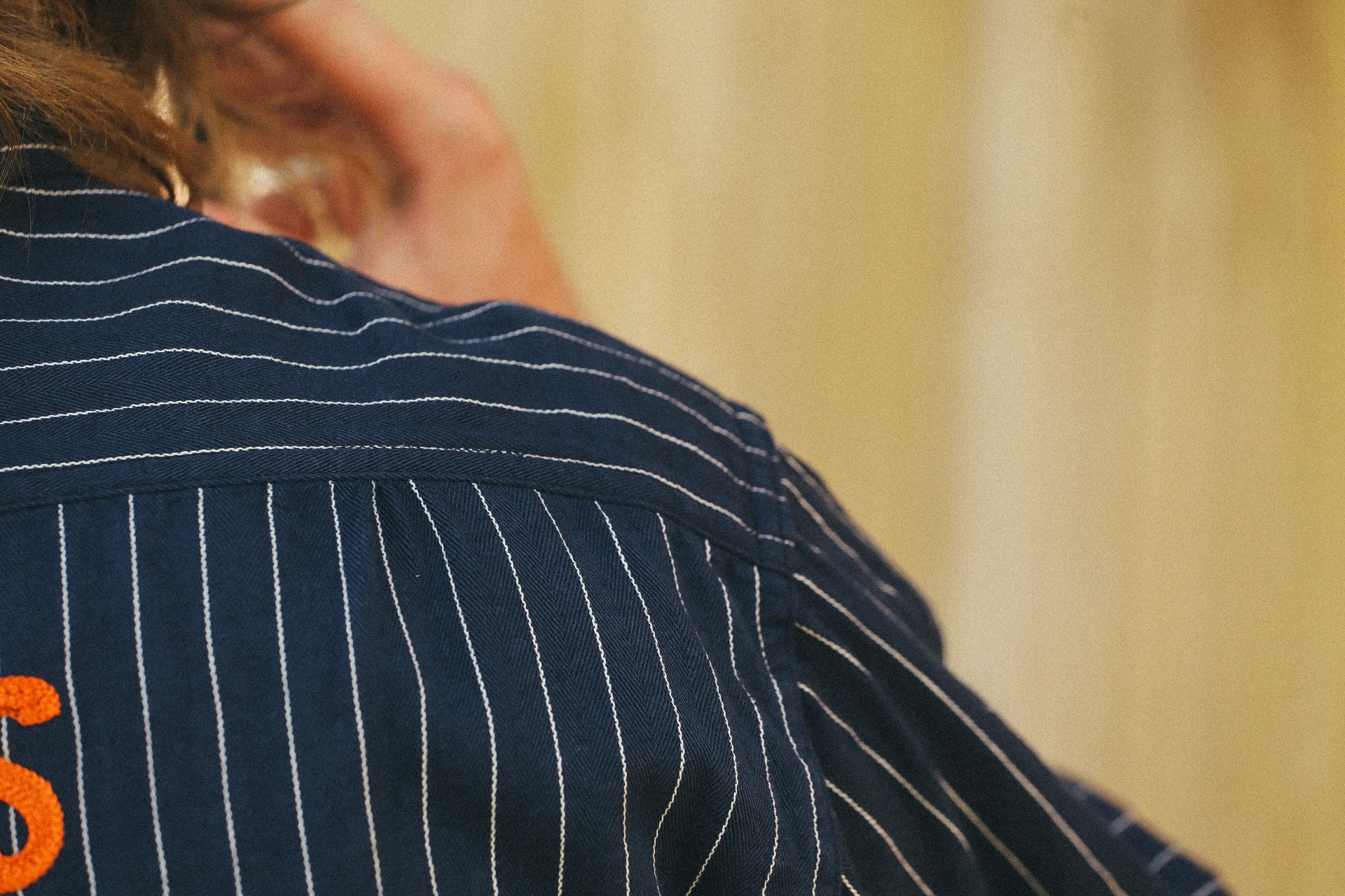 Coke Stripe Embroidered Short Sleeve Work Shirt- Navy  (SC39528)