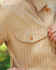 Coke Stripe Short Sleeve Work Shirt- Beige (SC38699)