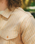 Coke Stripe Short Sleeve Work Shirt- Beige (SC38699)