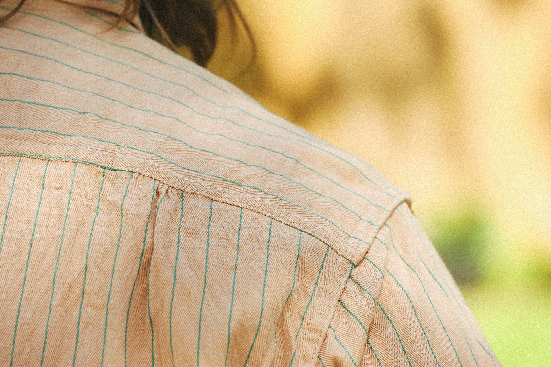 Coke Stripe Short Sleeve Work Shirt- Beige (SC38699)