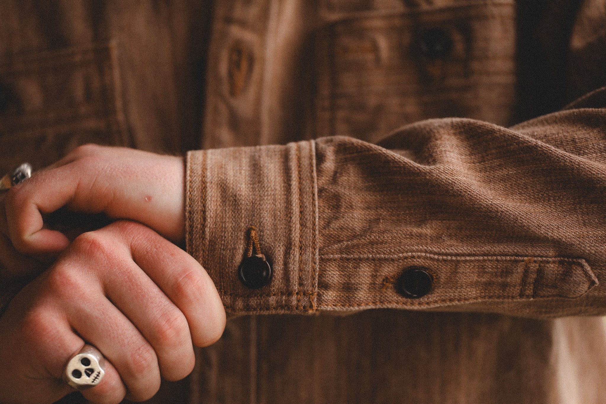 D5732 Studio D'Artisan Kaki-Kyuko Selvedge Denim Work Shirt