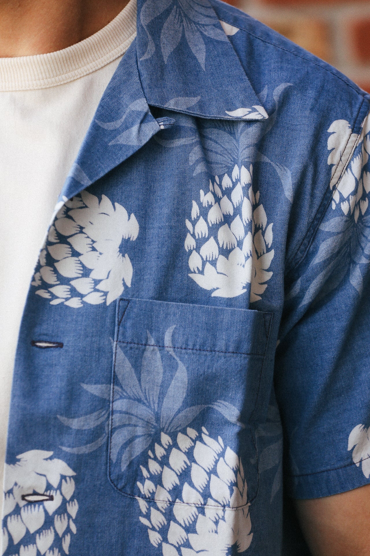 Duke Kahanamoku Indigo Cotton Hawaiian Shirt- Duke's Pineapple
