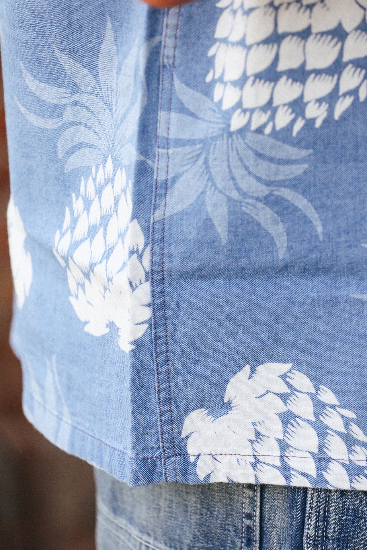 Duke Kahanamoku Indigo Cotton Hawaiian Shirt- Duke&#39;s Pineapple Blue (DK39045)