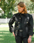 High Low Denim Jacket- 14oz Black Aces High