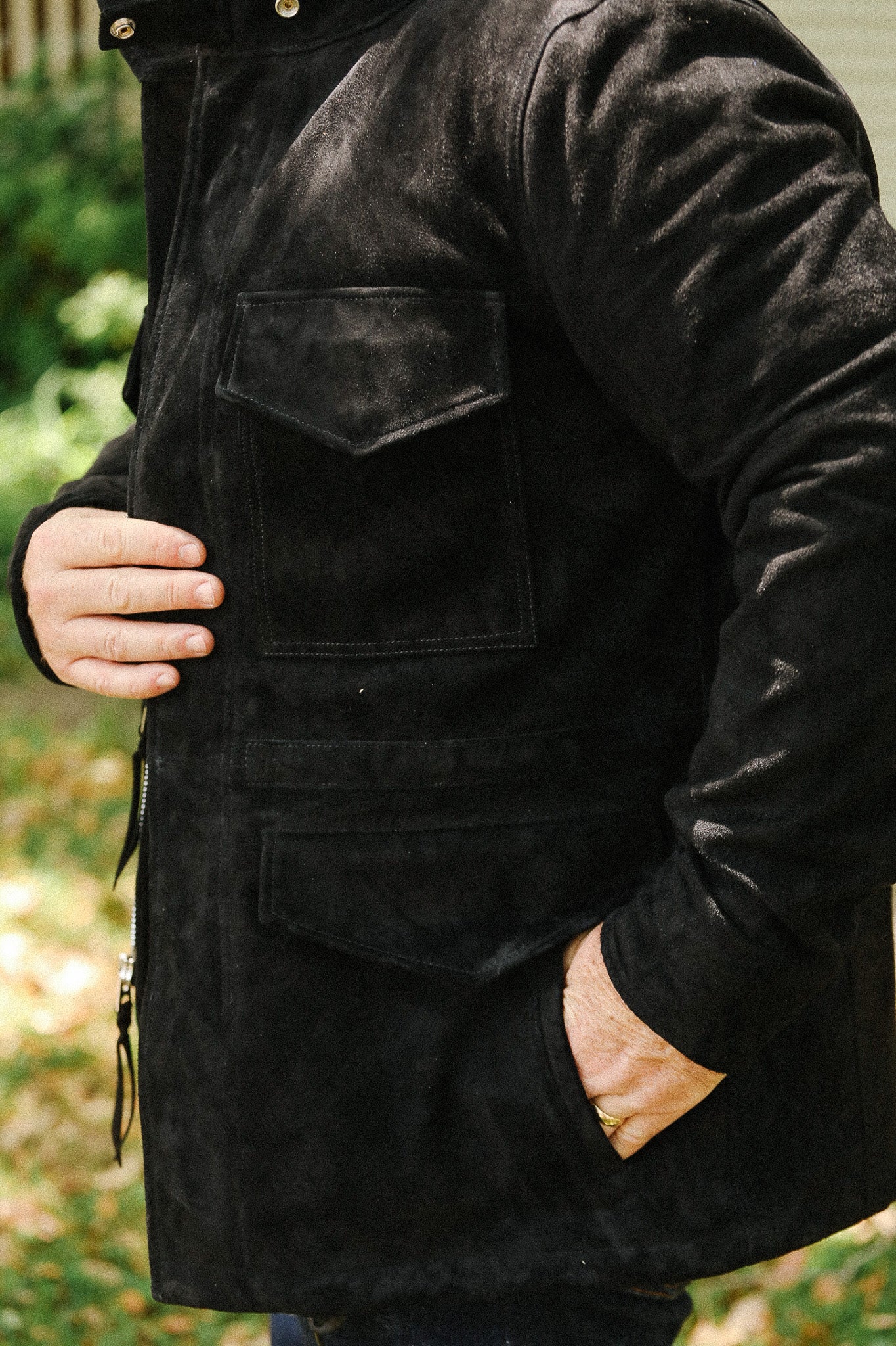 IHJ-156-BLK Iron Heart Horsehide Suede M65 Jacket - Black – Iron