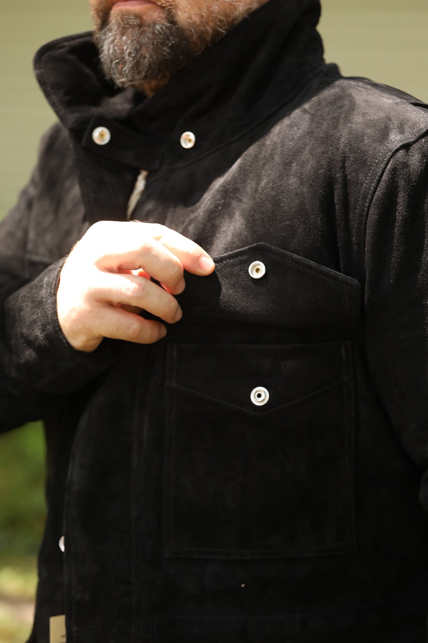 IHJ-156-BLK Iron Heart Horsehide Suede M65 Jacket - Black – Iron
