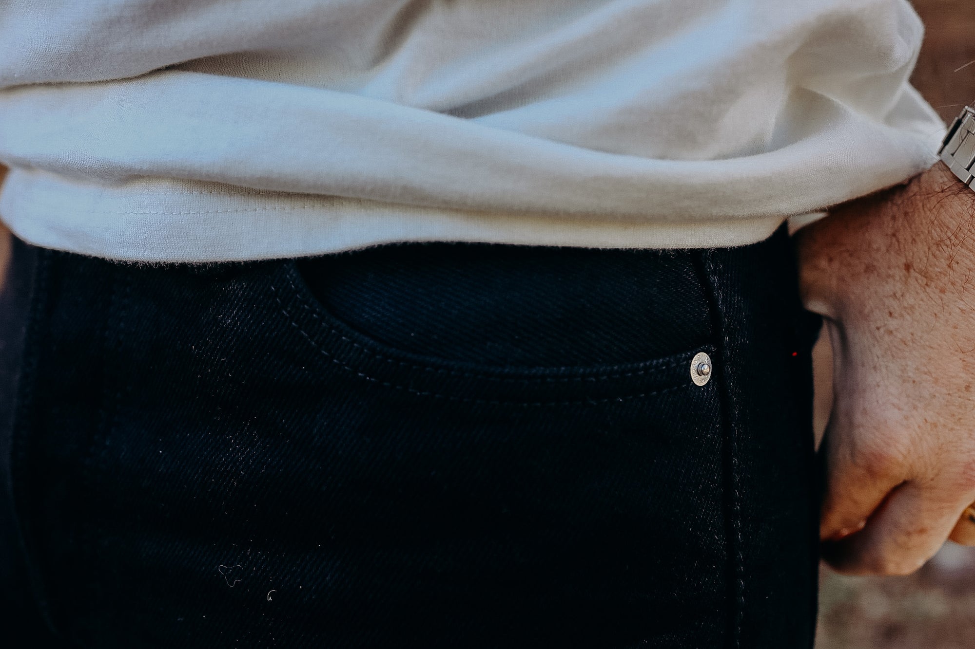 888-SBG 21oz Selvedge Denim Medium/High Rise Tapered Cut Jeans - Superblack (Fades To Grey)