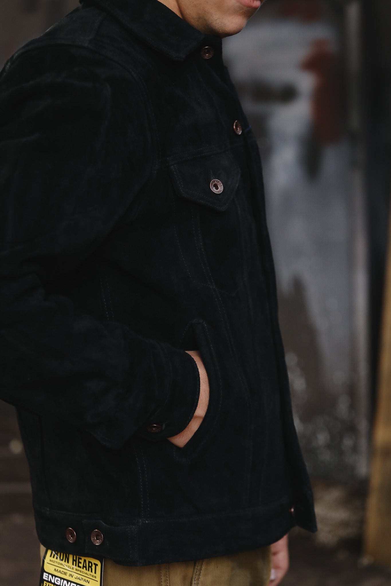 IHJ-49-BLK Iron Heart Split Steer Modified Type III Jacket - Black