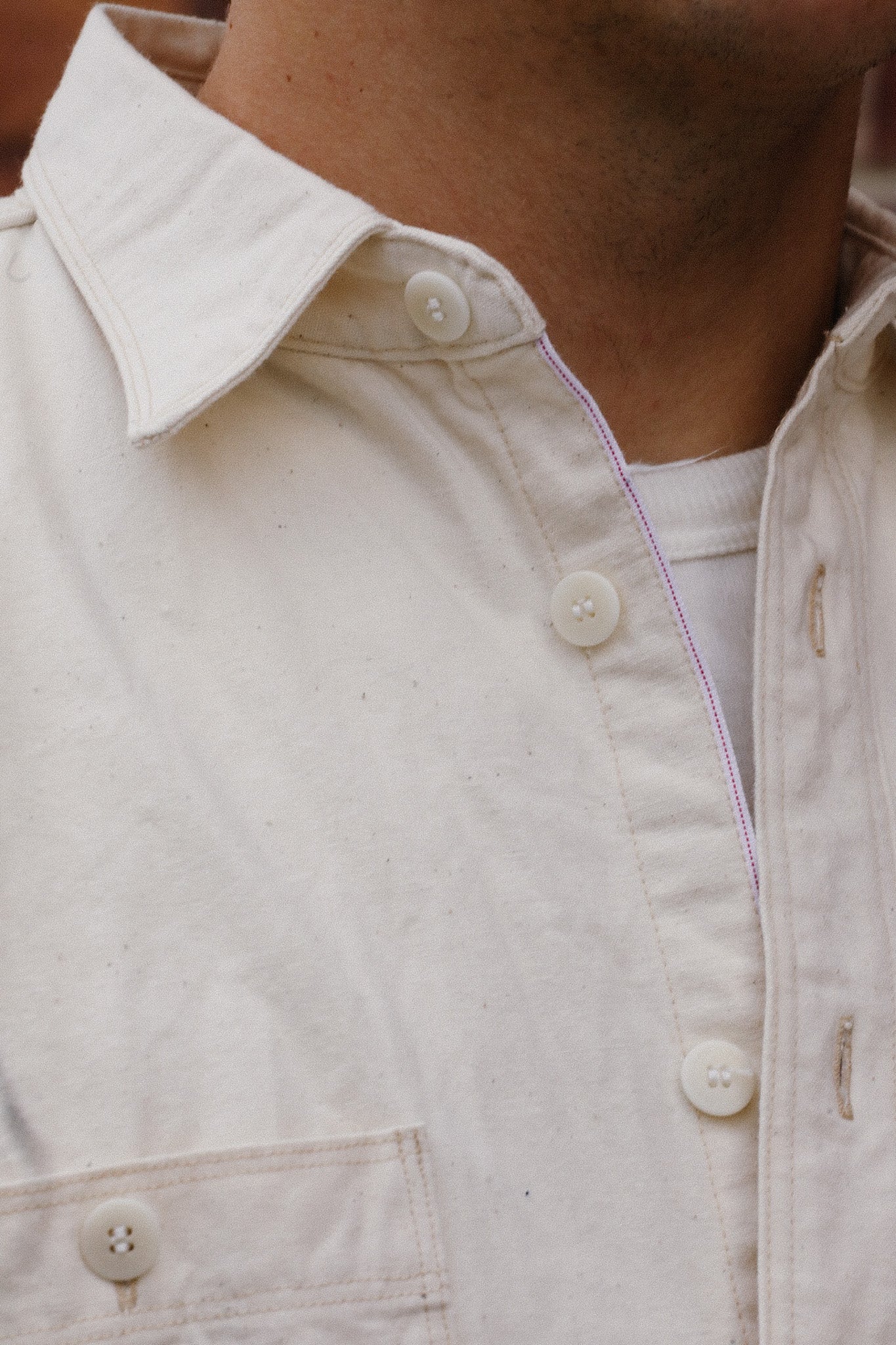&quot;Selvedge&quot; Chambray Work Shirt- Ecru (SJCBS25)