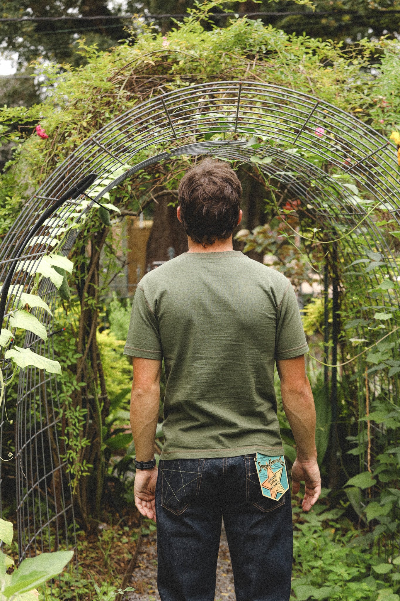 BR79192 Buzz Rickson Slub Yarn Henley Neck T-Shirt- Olive