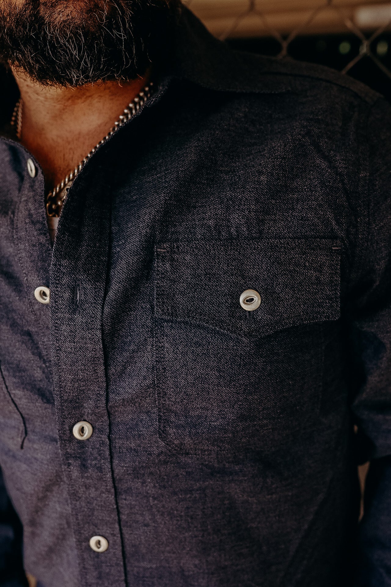 scout- NAVY chambray LS NEW