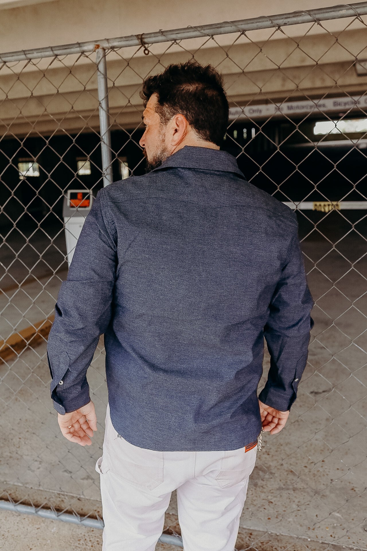 scout- NAVY chambray LS NEW