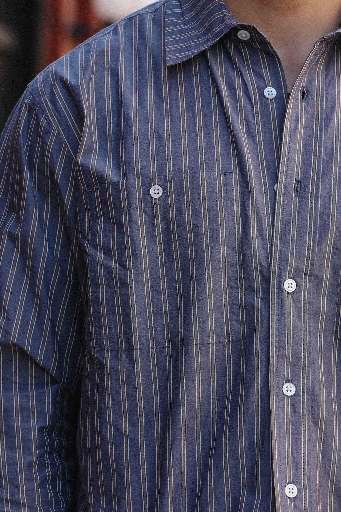 Commuter Shirt- Navy/Coyote Stripe