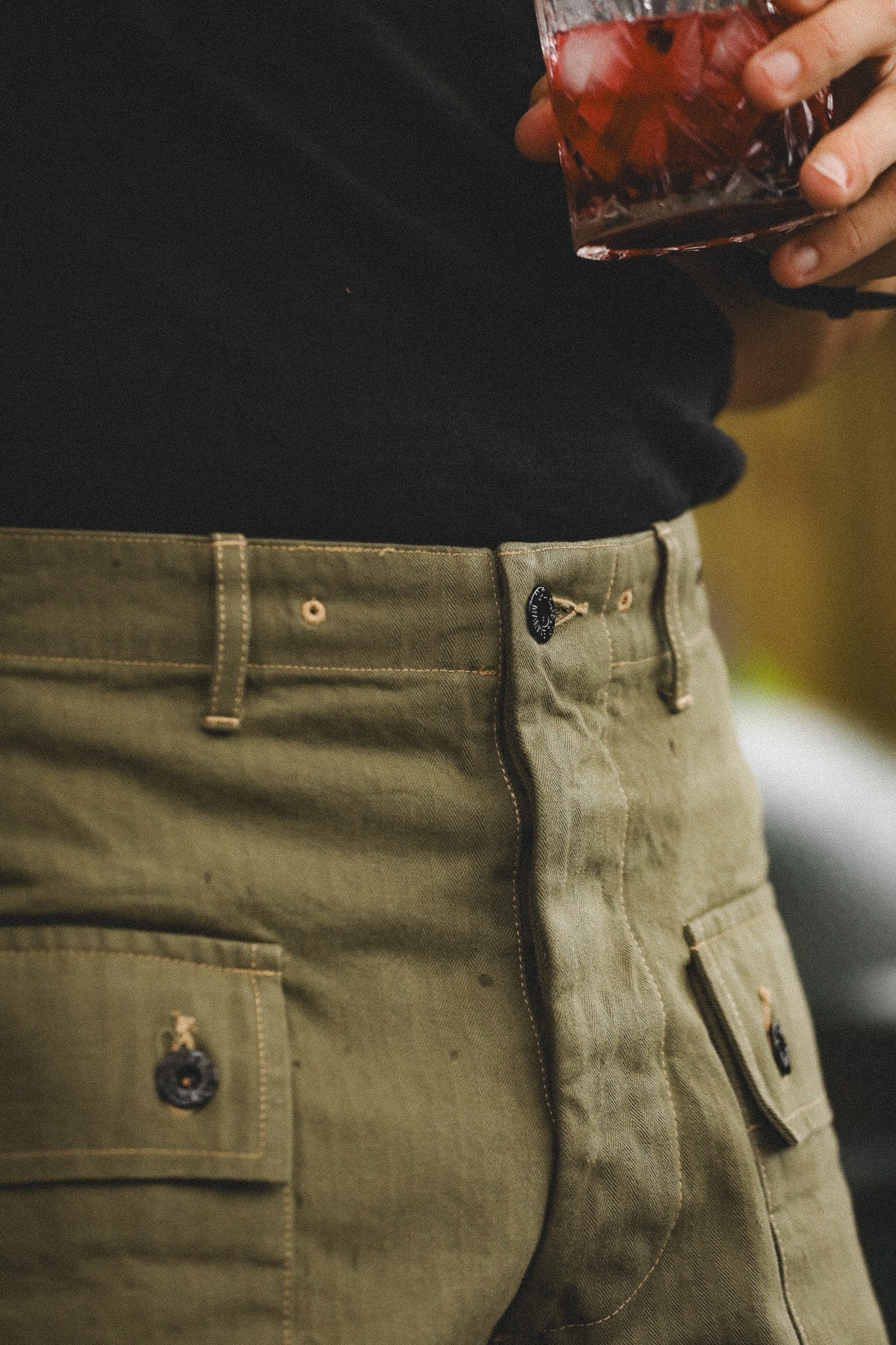 BR52388 Buzz Rickson U.S. Marine Corps M-1944 Herringbone Shorts- Olive