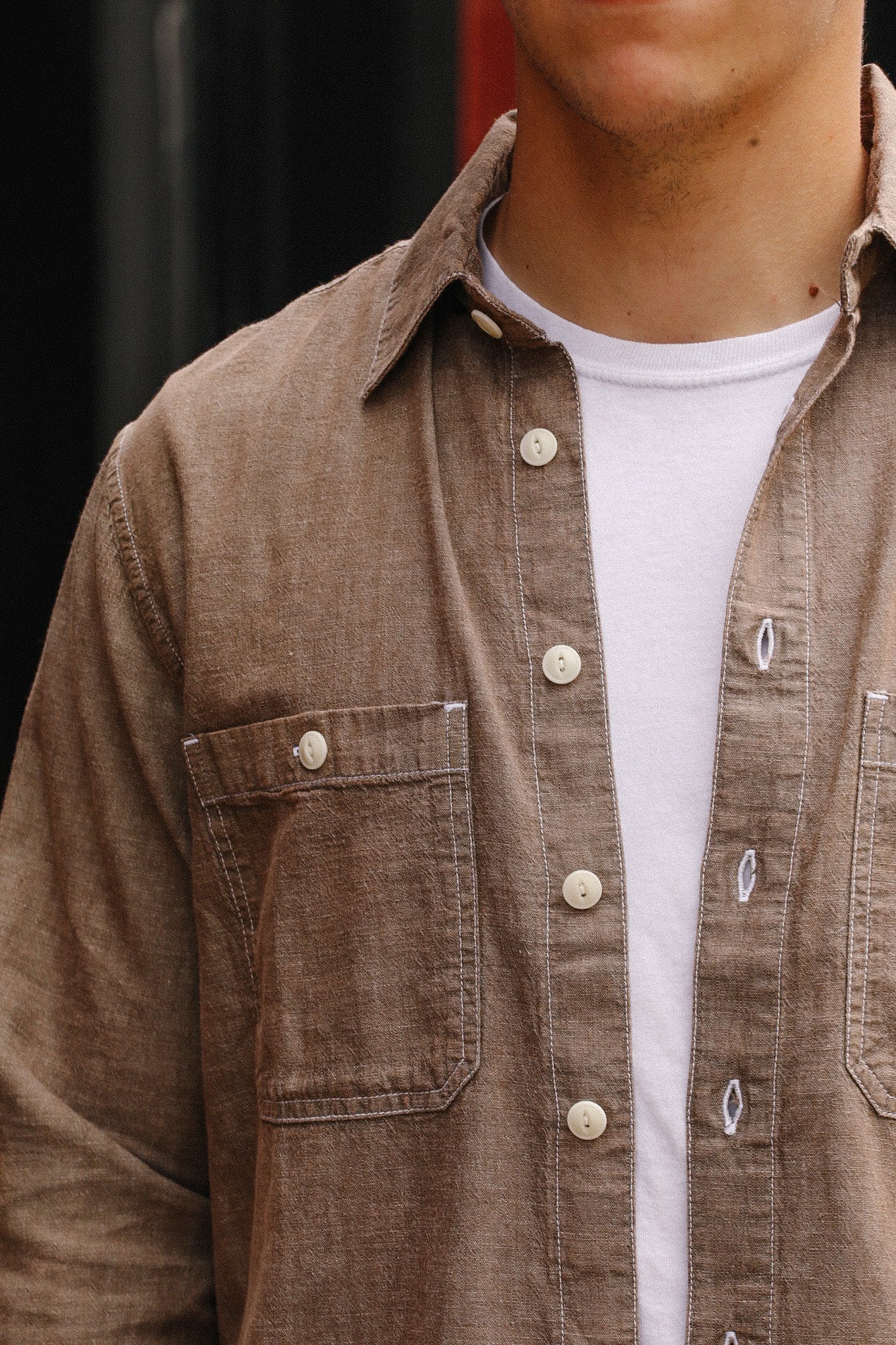 Utility Shirt- Brown Chambray