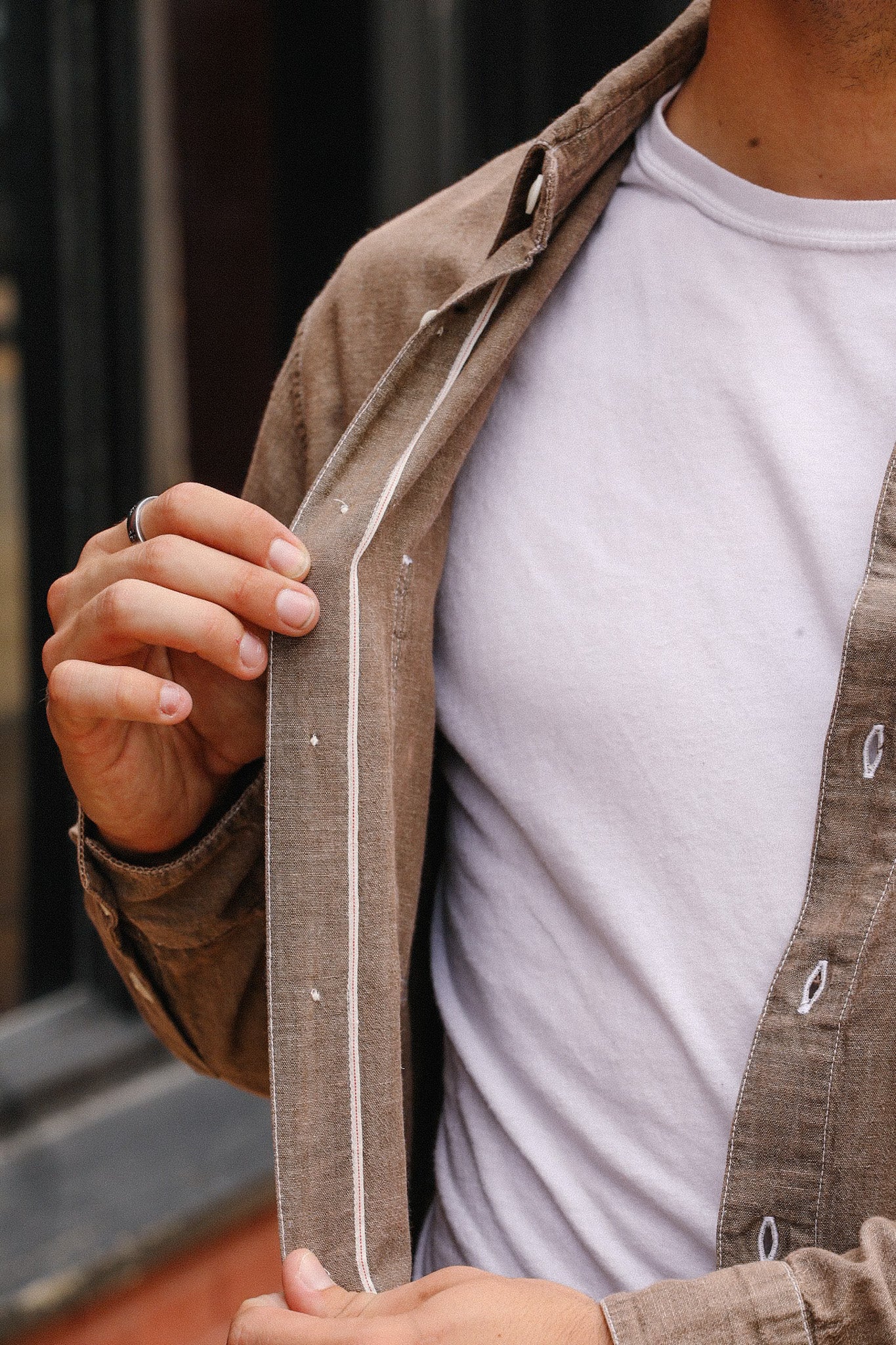 Utility Shirt- Brown Chambray