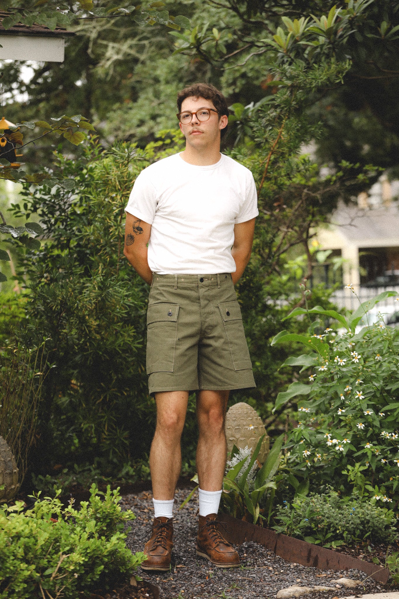BR52388 Buzz Rickson U.S. Marine Corps M-1944 Herringbone Shorts- Olive