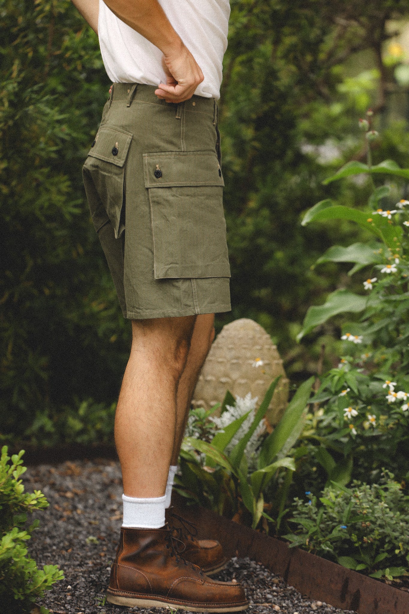 BR52388 Buzz Rickson U.S. Marine Corps M-1944 Herringbone Shorts- Olive