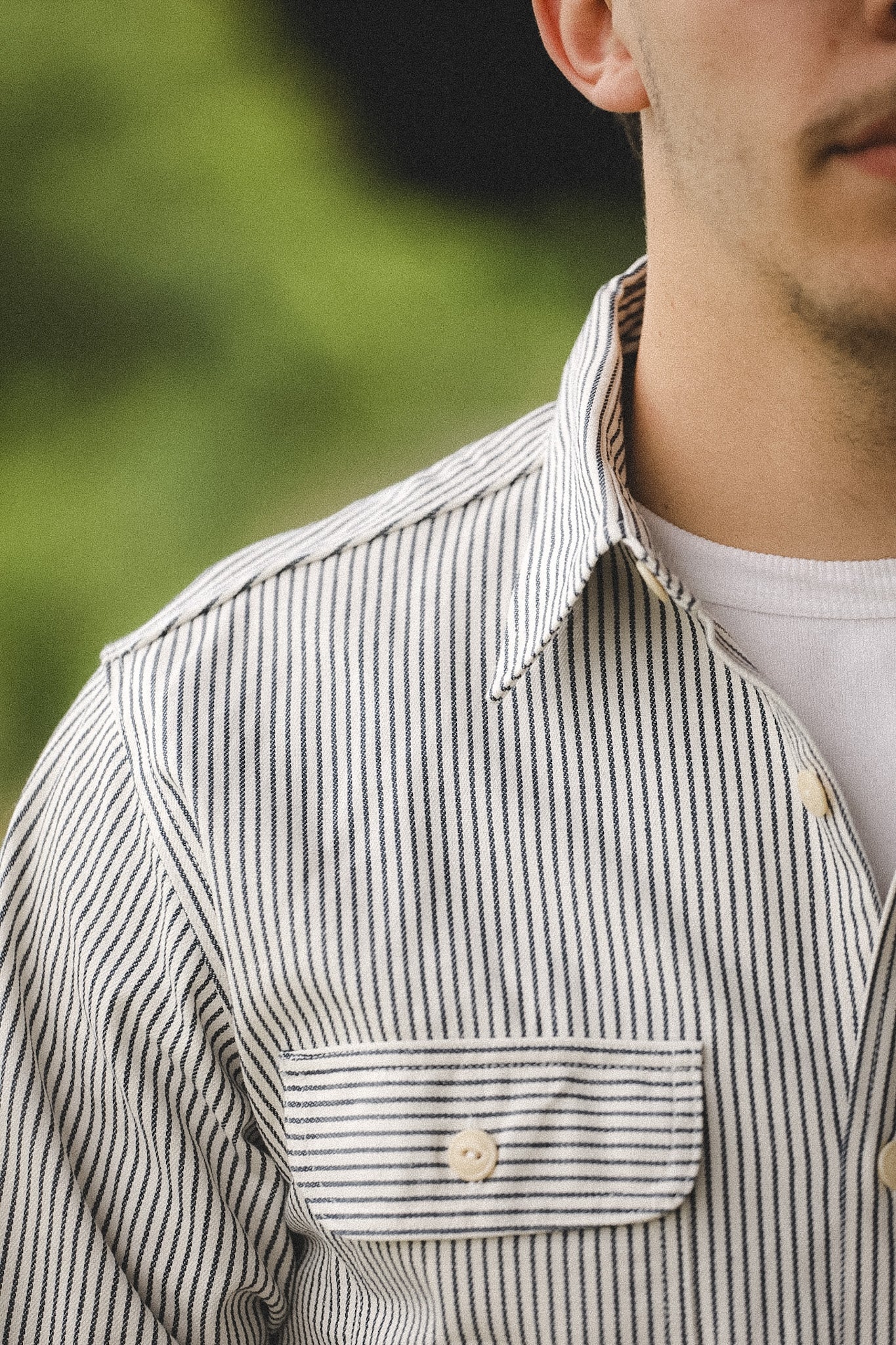 SC27853 Sugar Cane Long Sleeve Work Shirt- Hickory Stripe – Iron