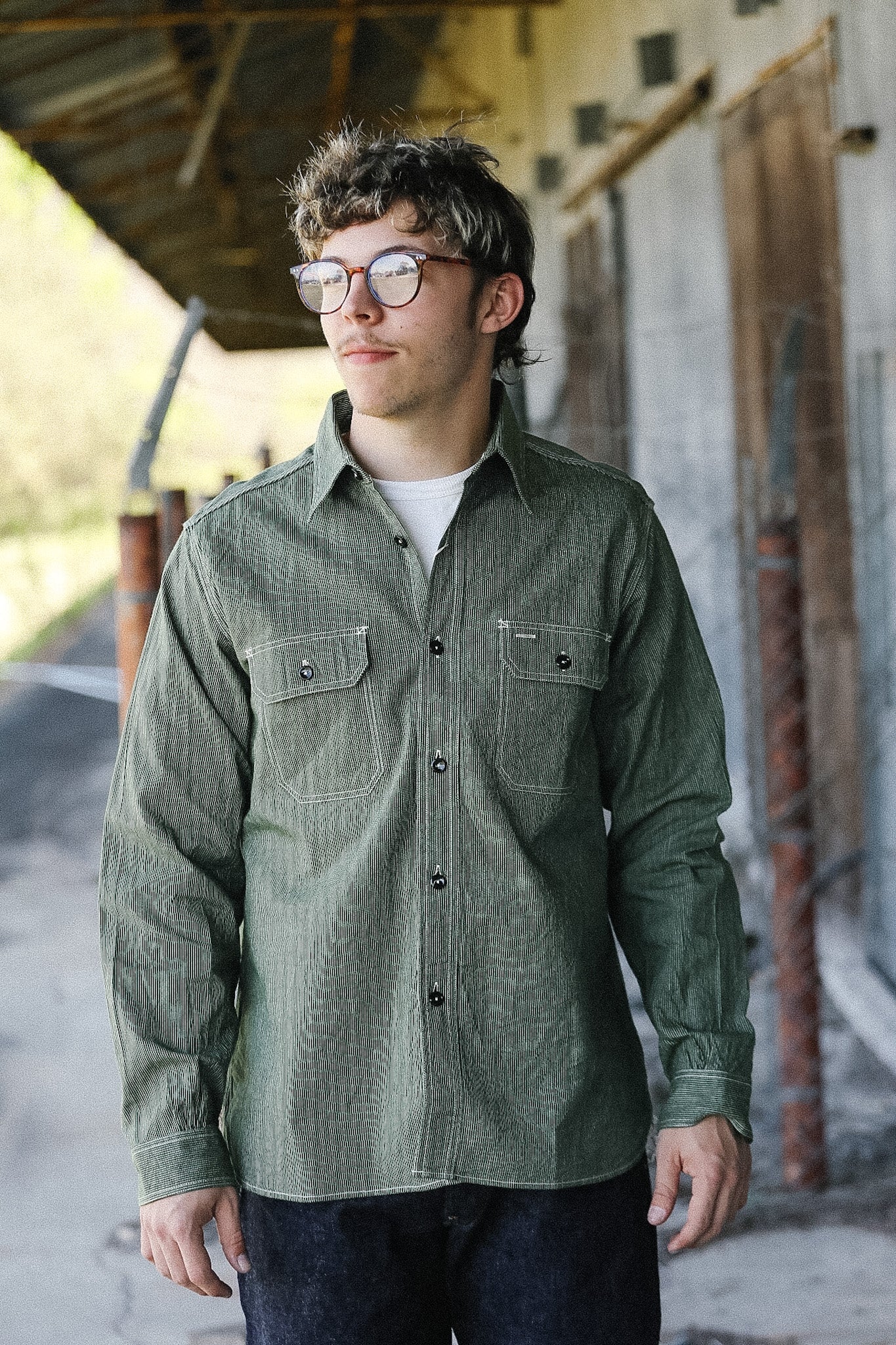 SC25511 Sugar Cane Jean Cord Work Shirt- Green – Iron Shop Provisions