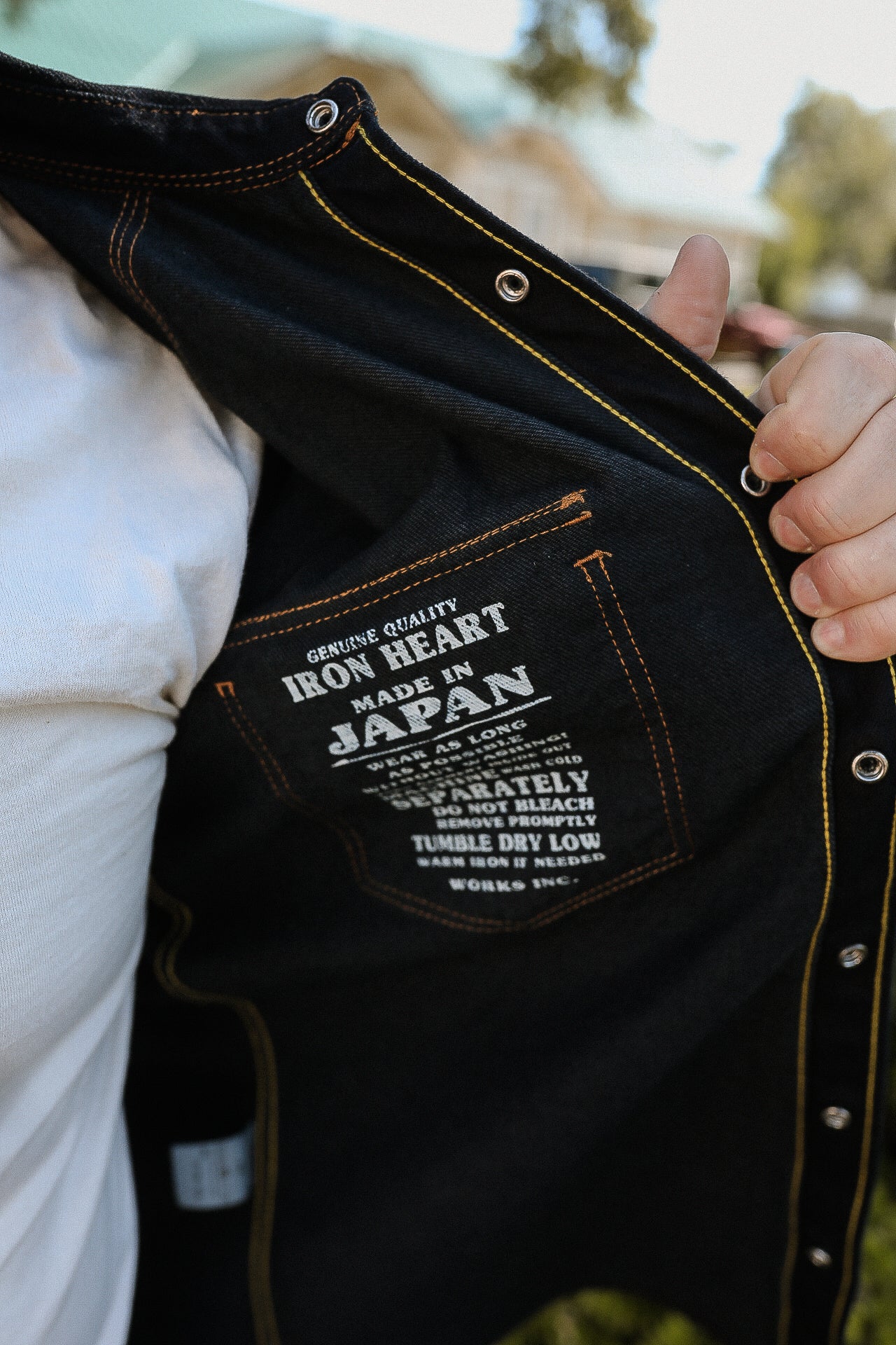 12oz Selvedge Denim Western Shirt - Indigo Overdyed Black IHSH-33