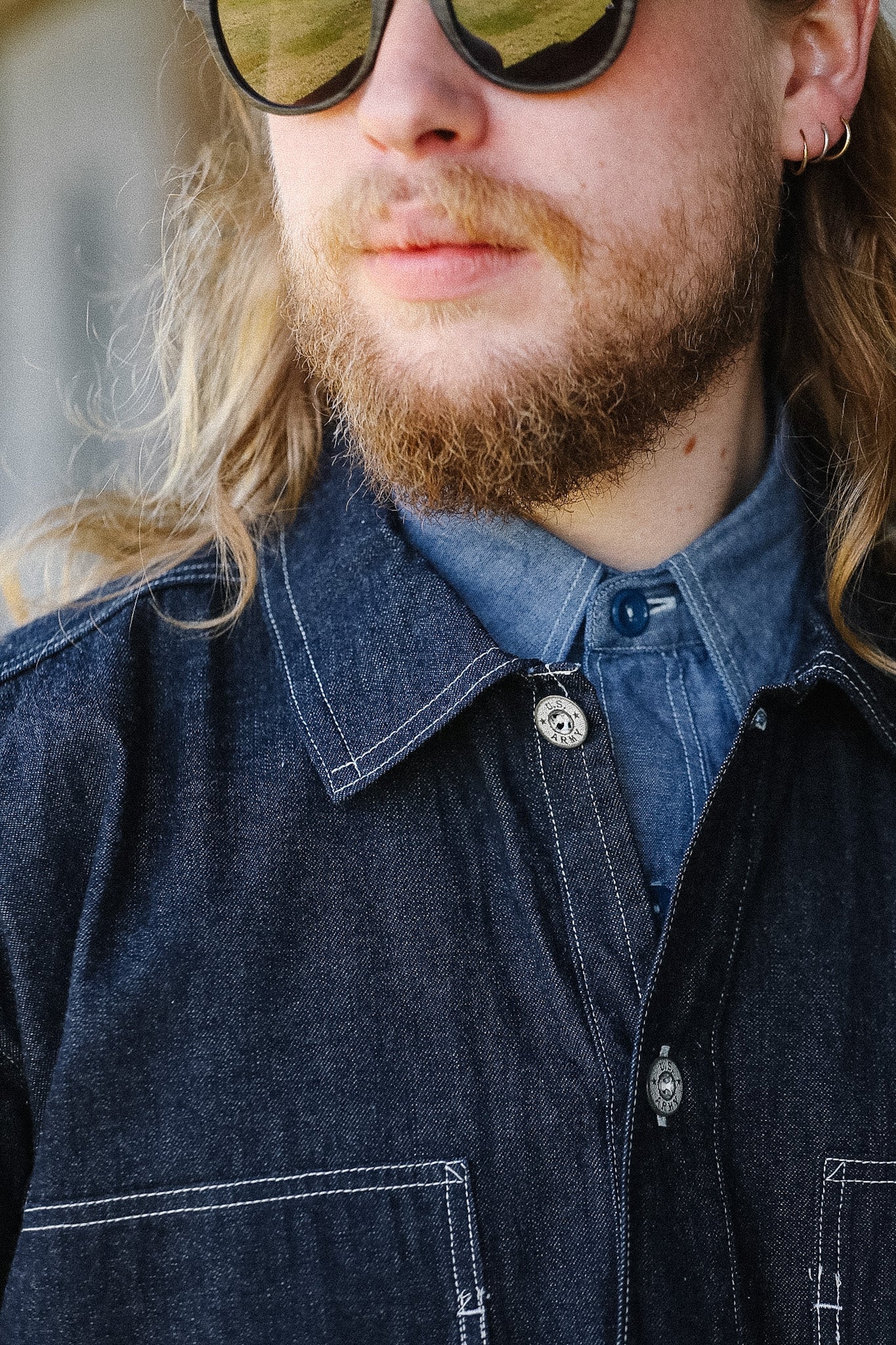 BR15301 Buzz Rickson U.S. Army Denim Pullover Jacket- Indigo