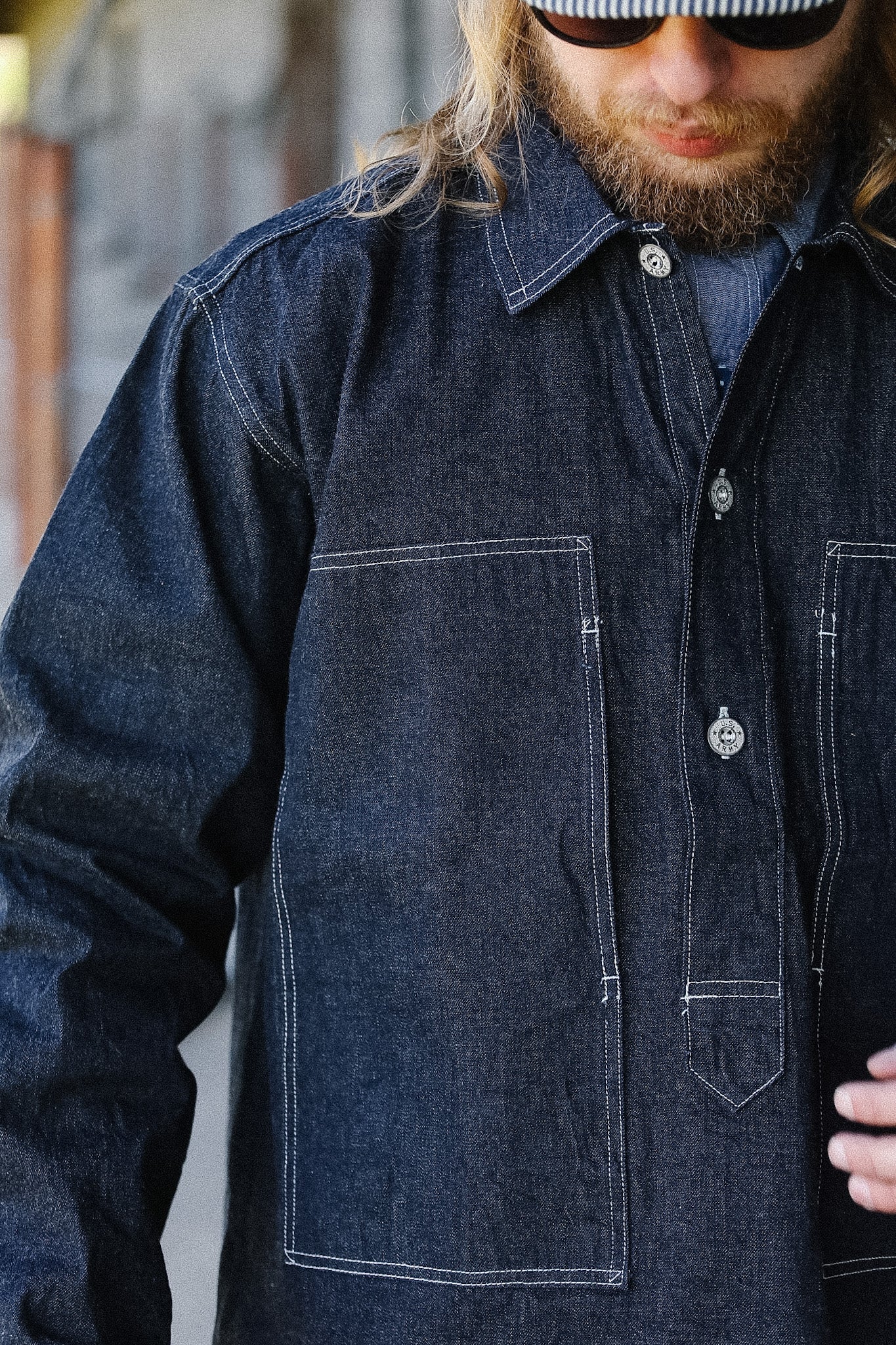 BR15301 Buzz Rickson U.S. Army Denim Pullover Jacket- Indigo