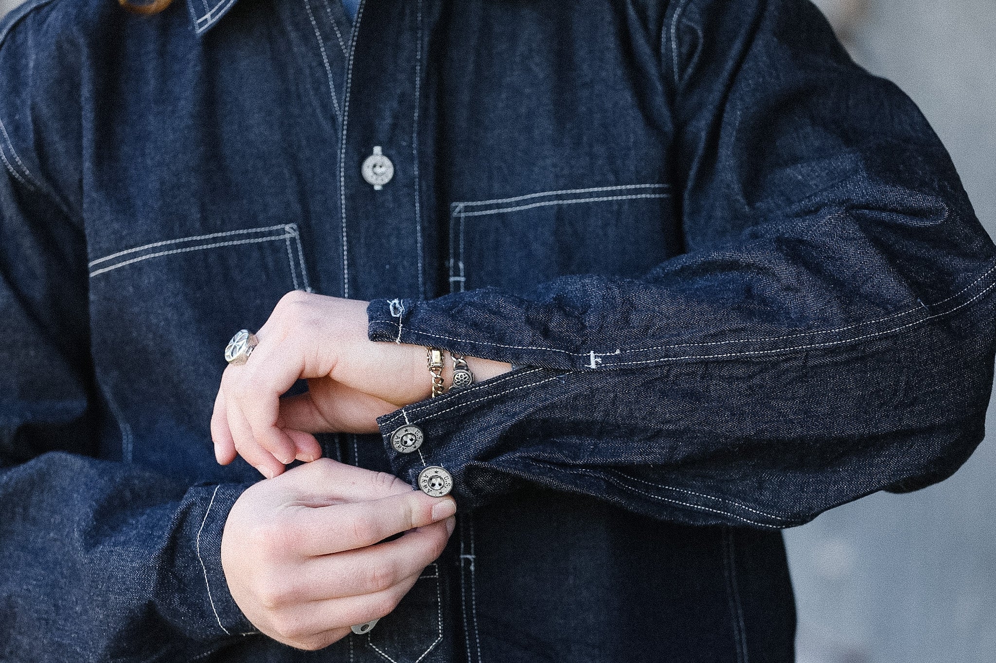 BR15301 Buzz Rickson U.S. Army Denim Pullover Jacket- Indigo