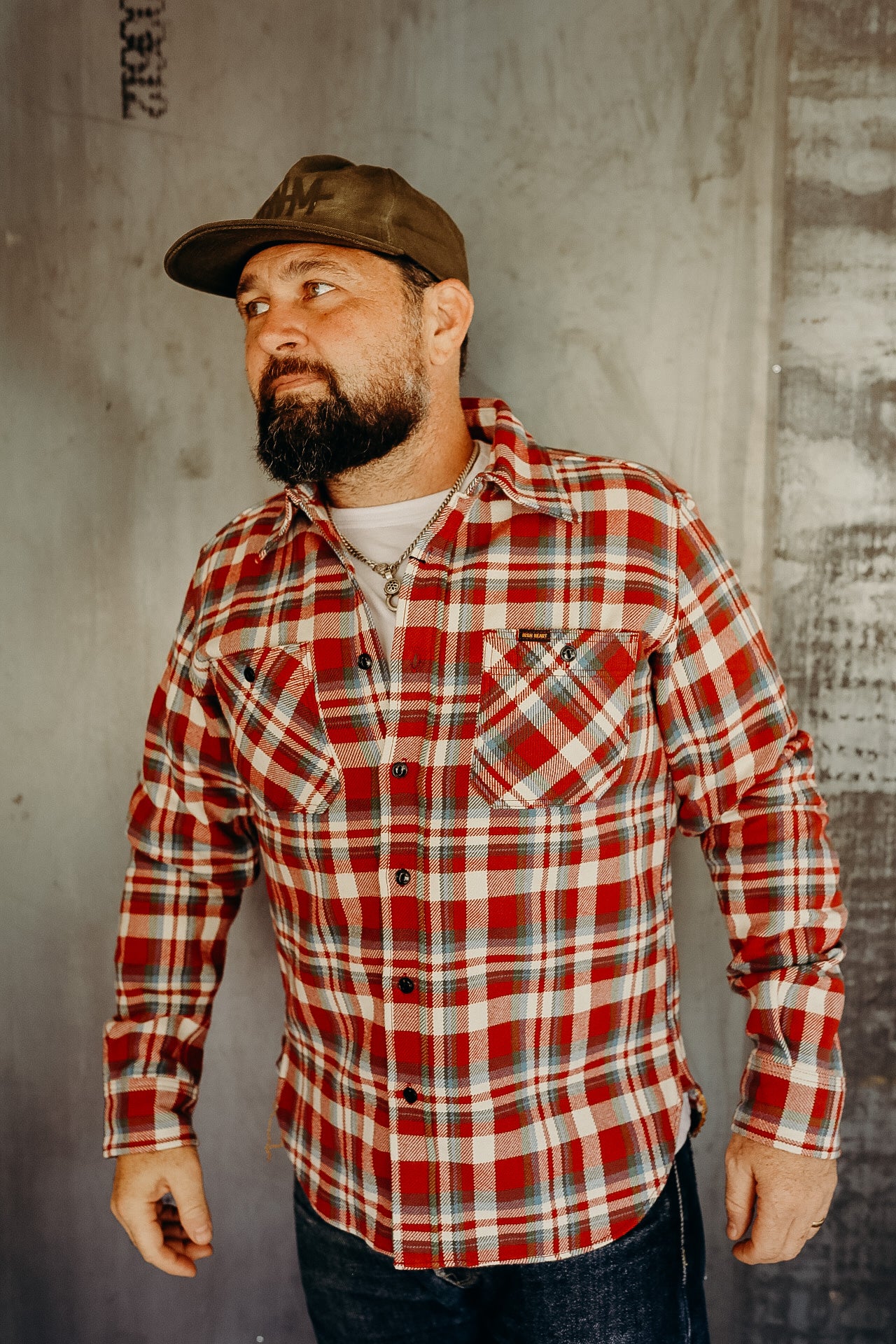 Ultra Heavy Flannel Crazy Check Work Shirt - Red