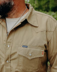 7oz Fatigue Cloth Short Sleeved Western Shirt - Khaki IHSH-387-KHA