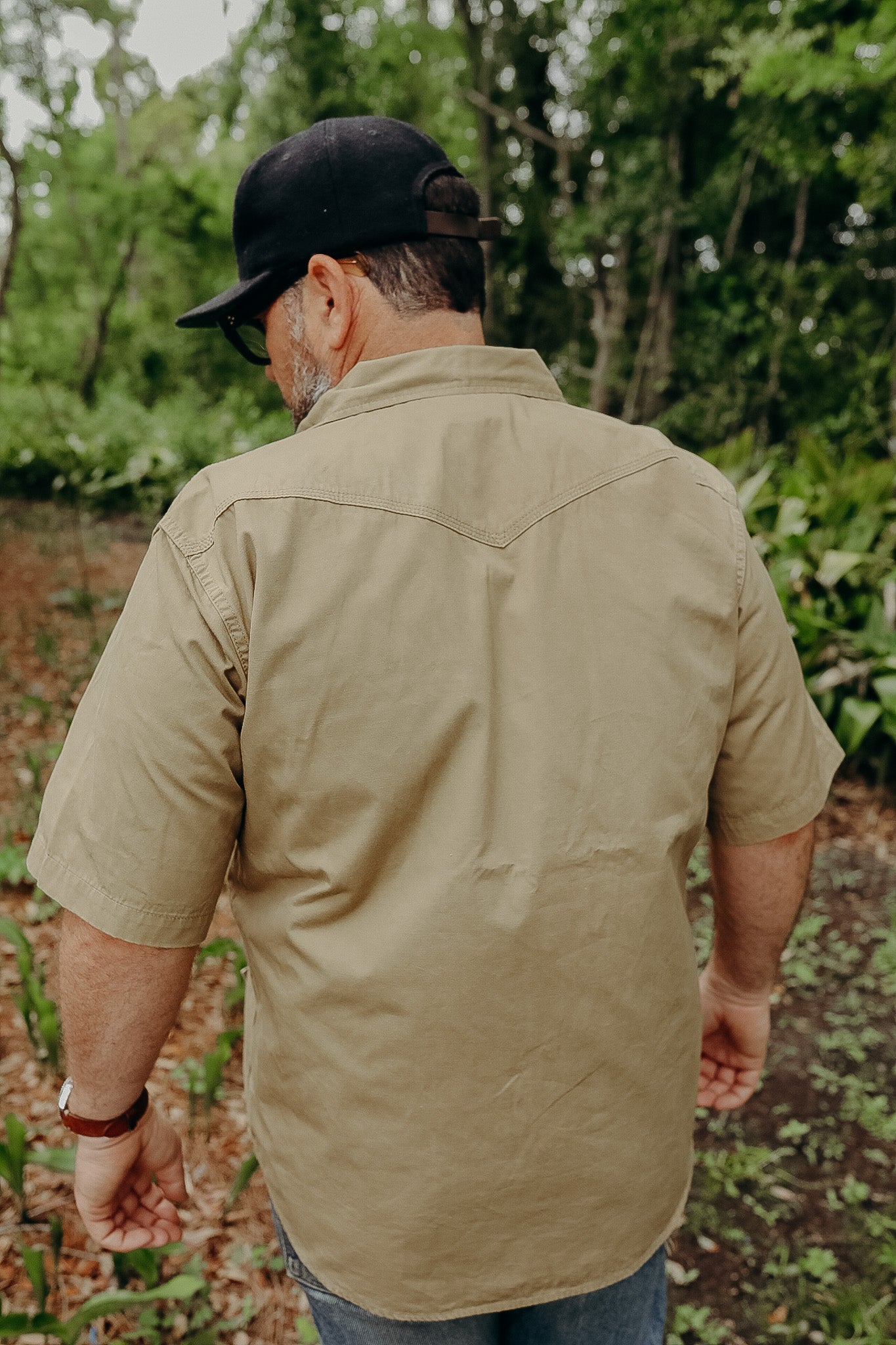 7oz Fatigue Cloth Short Sleeved Western Shirt - Khaki IHSH-387-KHA