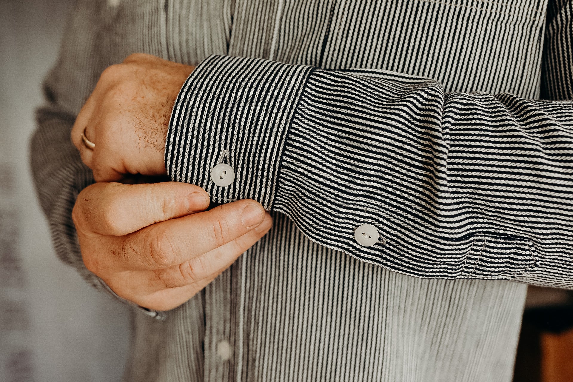 8oz Herringbone Hickory Stripe Work Shirt - Indigo