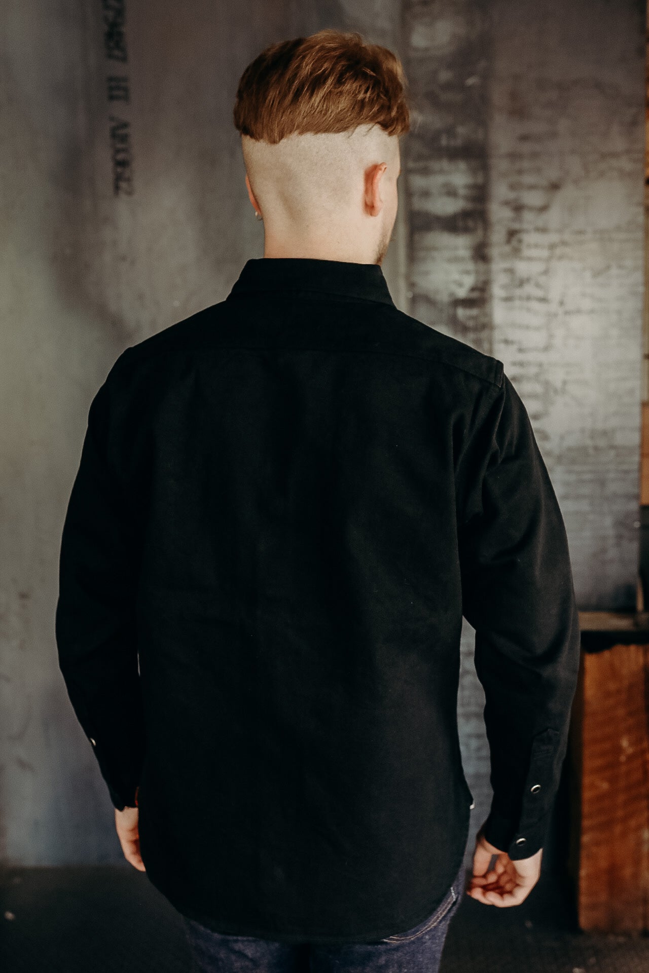 12oz Selvedge Denim Work Shirt With Snaps - Black/Black