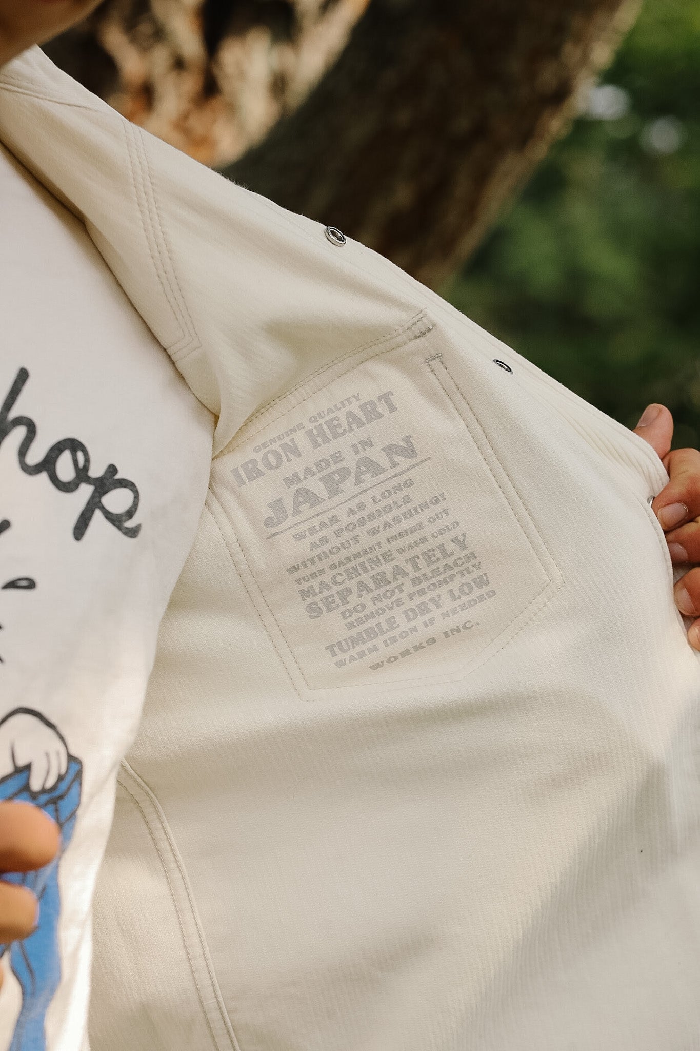 IHSH-398-WHT Iron Heart 11oz Corduroy Western Shirt - Off White
