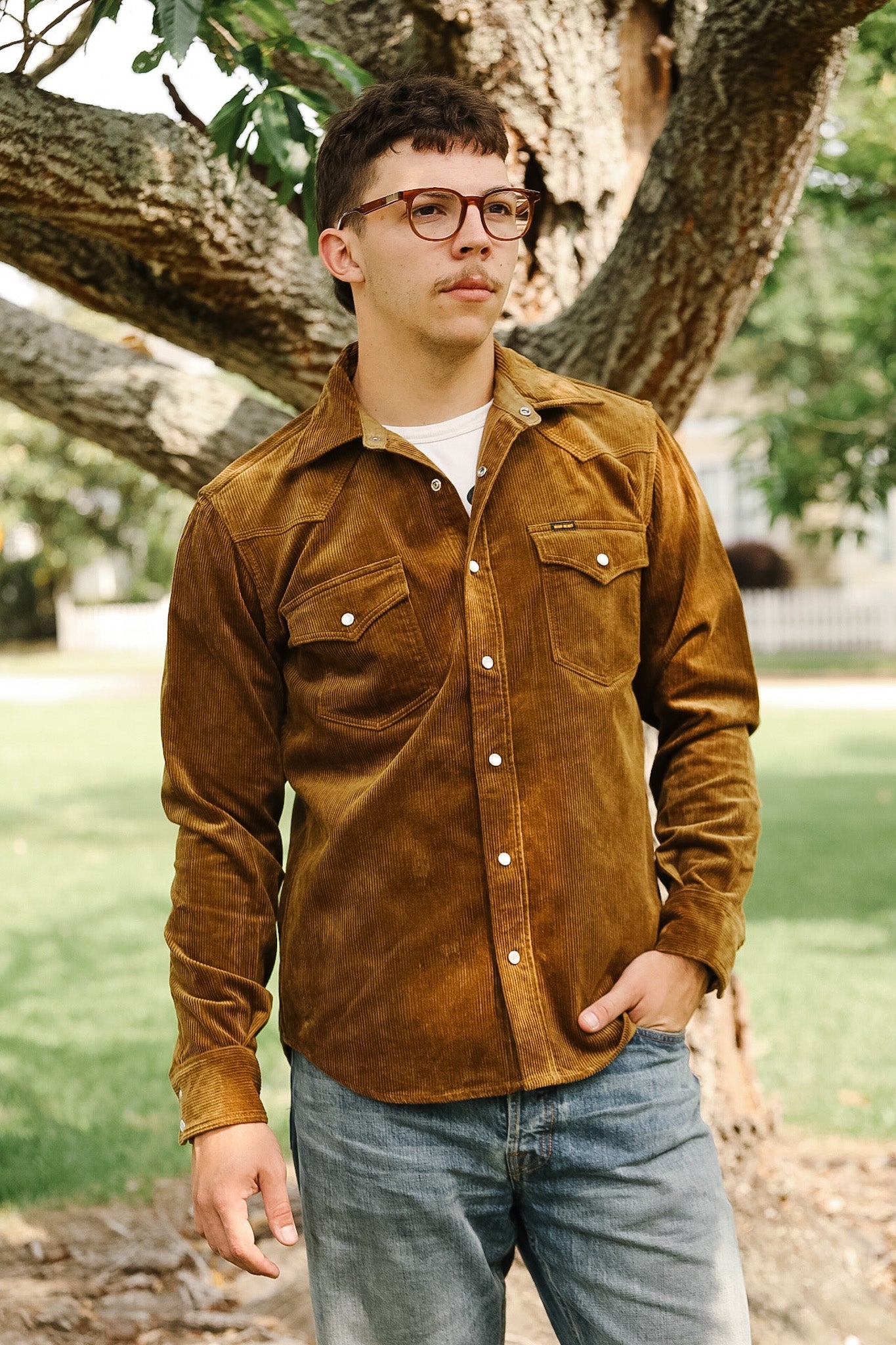 IHSH-398-CAM Iron Heart 11oz Corduroy Western Shirt