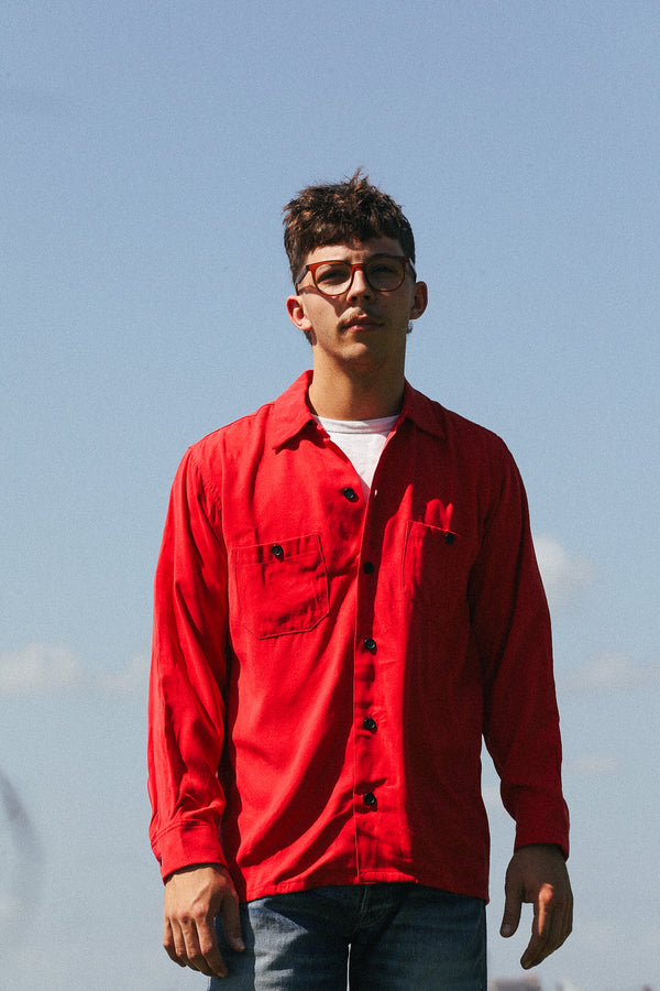 Gonzo Weatherly Lions Button Down-Vintage Red